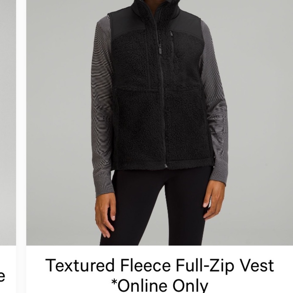 BNWOT Lululemon textured fleece full zip vest! Online only! Size 6